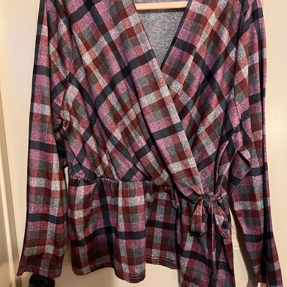 Lane Bryant Pink and Gray Blouse